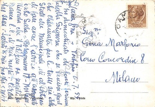 Cartolina Ruta Grande Albergo Portofino Vetta 1955