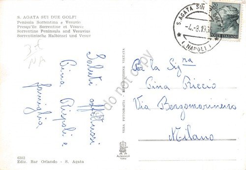 Cartolina S. Agata sui due golfi Penisola Sorrentina Vesuvio 1966 … | Immagine Gallery 2