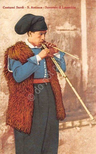 Cartolina S. Antioco Suonatore di Luneddas 1936 | Immagine principale