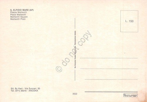 Cartolina S. Elpidio a Mare Piazza Matteotti auto Anni '70 | Immagine Gallery 2