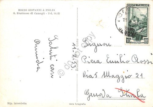 Cartolina S. Fruttuoso di Camogli la baia 1953