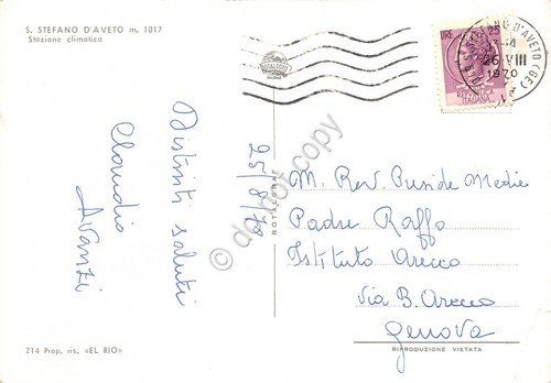 Cartolina S. Stefano d'Aveto Chiesa e Grand Hotel 1970 (Genova)