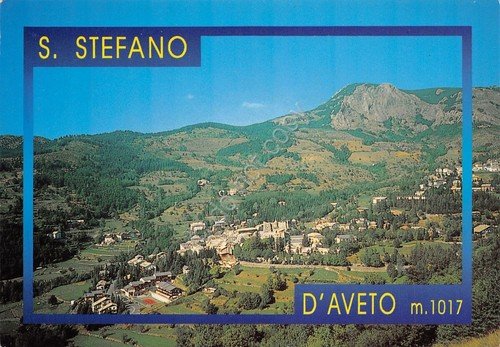 Cartolina S. Stefano d'Aveto panorama con riquadro