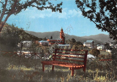Cartolina S. Stefano d' Aveto panorama parziale con panchina 1964
