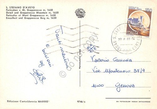 Cartolina S. Stefano d'Aveto Panorama parziale Hotel e M. Gropporosso …