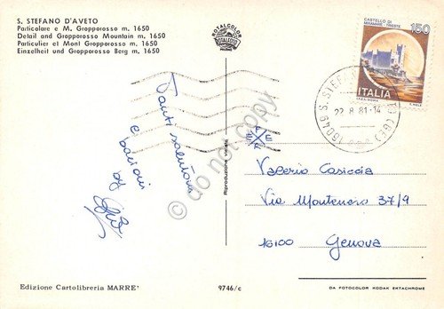 Cartolina S. Stefano d'Aveto Panorama parziale Hotel e M. Gropporosso …