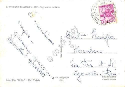 Cartolina S. Stefano d'Aveto Piscina animata colorata 1964