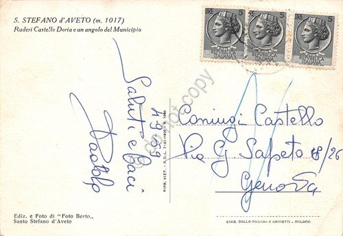Cartolina S. Stefano d'Aveto ruderi Castello Doria e angolo del …