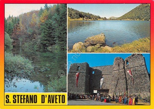 Cartolina S. Stefano d'Aveto vedute Lago Nero Agoraie Castello con …