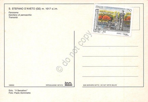 Cartolina S. Stefano d'Aveto vedute tramonto garofano di pennacchio panorama