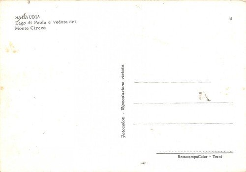 Cartolina Sabaudia Lago di Paola Monte Circeo canottieri vogatori barca