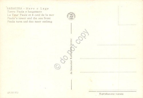 Cartolina Sabaudia Torre Paola e lungomare anni '80 | Immagine Gallery 2