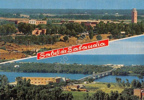 Cartolina Sabaudia veduta Scuola Artiglieria Contraerea Caserma Piave anni '80