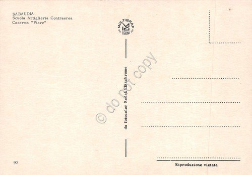 Cartolina Sabaudia veduta Scuola Artiglieria Contraerea Caserma Piave anni '80