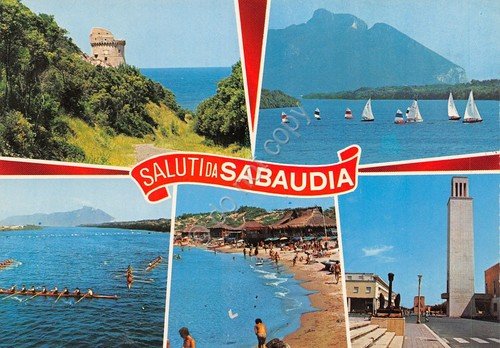 Cartolina Sabaudia vedute varie anni '80 | Immagine principale