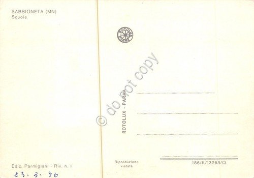 Cartolina Sabbioneta Scuole elementari facciata anni '70