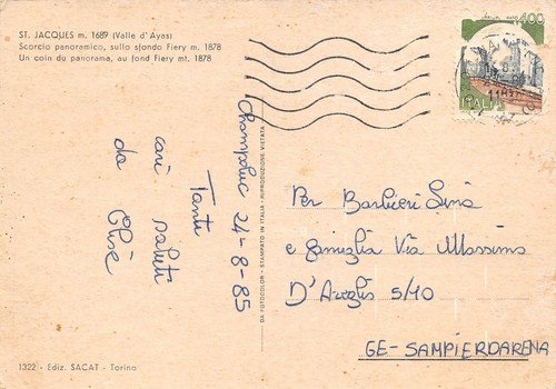 Cartolina Saint Jacques Val d'Ayas Panorama con Fiery 1985 | Immagine Gallery 2