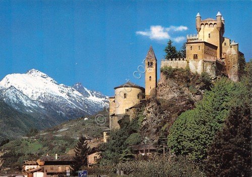 Cartolina Saint Pierre Valle d'Aosta Il castello e panorama case | Immagine principale