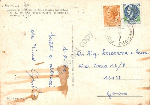 Cartolina Saint Vincent Col de Joux Brusson vedute varie 1981 …