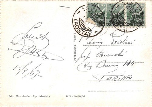 Cartolina Saint Vincent Grand Hotel Billia 1947