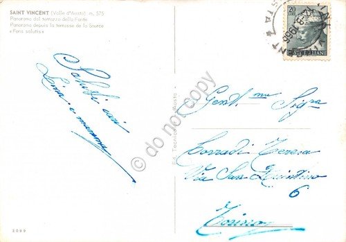 Cartolina Saint Vincent Panorama dal terrazzo della Fonte 1966 (Aosta) | Immagine Gallery 2