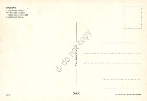 Cartolina Salerno Lungomare Trieste case alberghi strada anni '80 | Immagine Gallery 2
