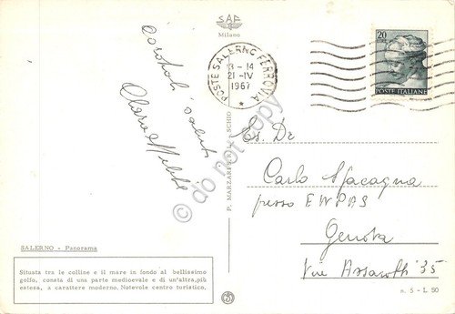Cartolina Salerno Panorama 1967