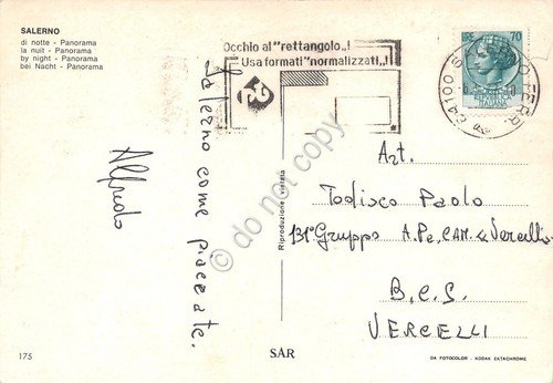 Cartolina Salerno Panorama Notturno anni '70