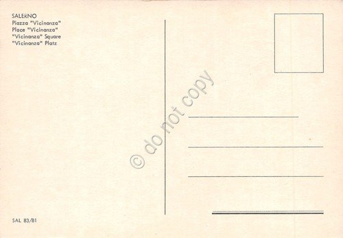 Cartolina Salerno Piazza Vicinanza case Assicurazione anni '80 | Immagine Gallery 2