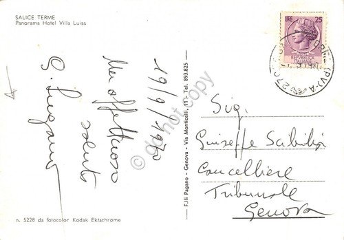Cartolina Salice Terme Hotel Villa Luisa 1970