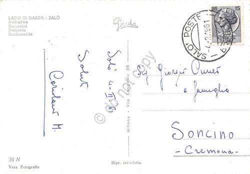 Cartolina Salò Notturno festa sul Lago fuochi d'artificio 1961 bordo … | Immagine Gallery 2