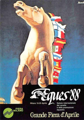Cartolina Salone del Cavallo Fiera di Aprile Milano 1988 Nizzoli