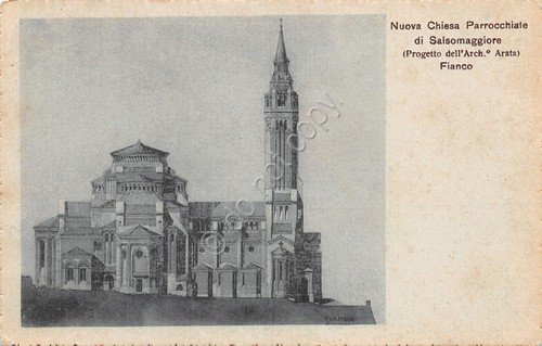 Cartolina Salsomaggiore Chiesa Parrocchiale Progetto Arch Arata illustrata | Immagine principale