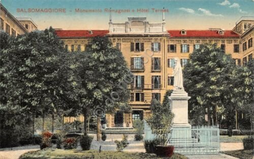 Cartolina Salsomaggiore Monumento Romagnosi Hotel Termes 1920 illustrata