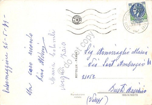 Cartolina Salsomaggiore Poggio Diana vedute tennis 1979 (Parma)