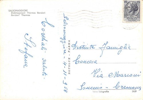 Cartolina Salsomaggiore Terme Berzieri 1958