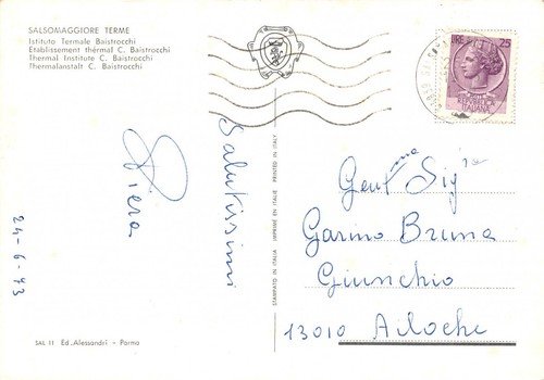 Cartolina Salsomaggiore Terme Istituto Baistrocchi 1973