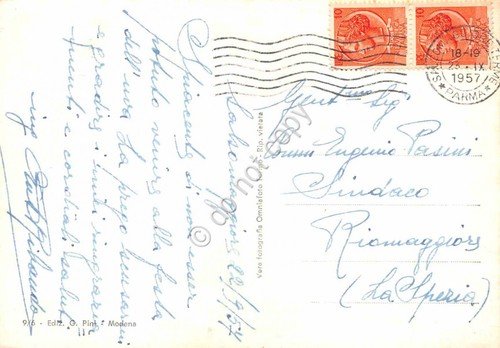 Cartolina Salsomaggiore Terme Stabilimento Berzieri entrata auto d'epoca 1957