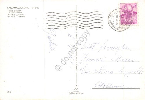 Cartolina Salsomaggiore Terme Terme Berzieri entrata 1961 | Immagine Gallery 2