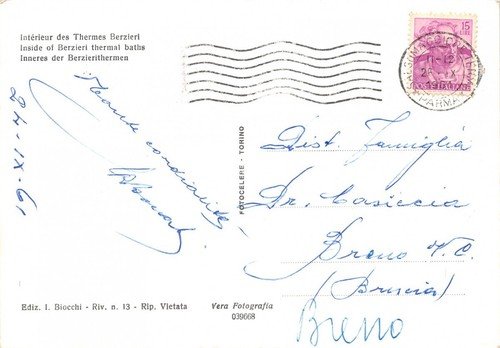 Cartolina Salsomaggiore Terme Terme Berzieri Interno 1961