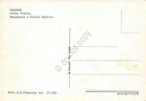 Cartolina Saluzzo Corso Italia Monumento a Silvio Pellico animata auto | Immagine Gallery 2