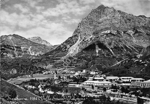 Cartolina Sambuco Valle Stura Panorama 1957