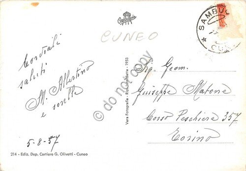 Cartolina Sambuco Valle Stura Panorama 1957