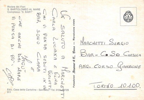 Cartolina San Bartolomeo al mare complesso S. Bart piscina