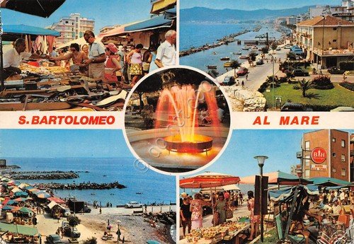 Cartolina San Bartolomeo al Mare vedute varie mercato spiaggia 1983 | Immagine principale