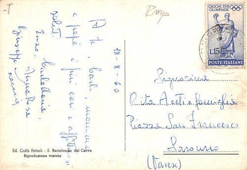 Cartolina San Bartolomeo del Cervo spiaggia pattini 1960