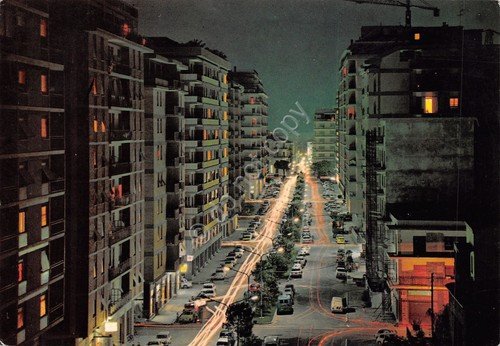 Cartolina San Benedetto del Tronto Viale De Gasperi Notturno 1969