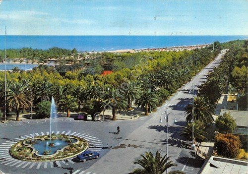 Cartolina San Benedetto del Tronto Viale delle Palme fontana timbro … | Immagine principale