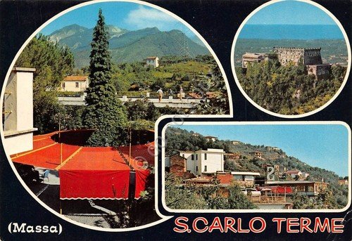 Cartolina San Carlo Terme Massa 3 vedute