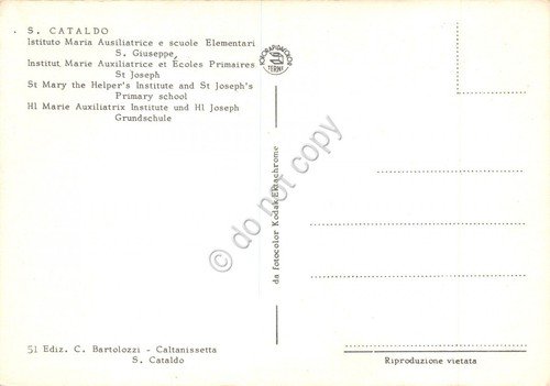 Cartolina San Cataldo Istituto Maria Ausiliatrice Scuole Elementari S.Giuseppe